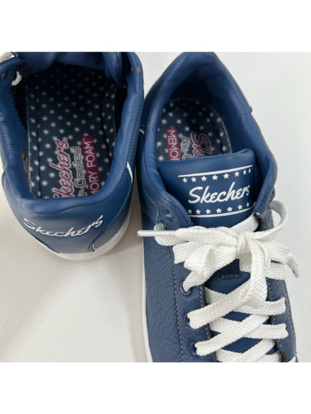 Skechers Alpha Lite Fair Share Retro Sneakers Womens 9.5 Shell Toe Leather Navy - Picture 10 of 11